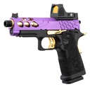Pistola Lancer Tactical Stryk Hi-Capa 4.3 Violeta/Dorado + RMR – Gas